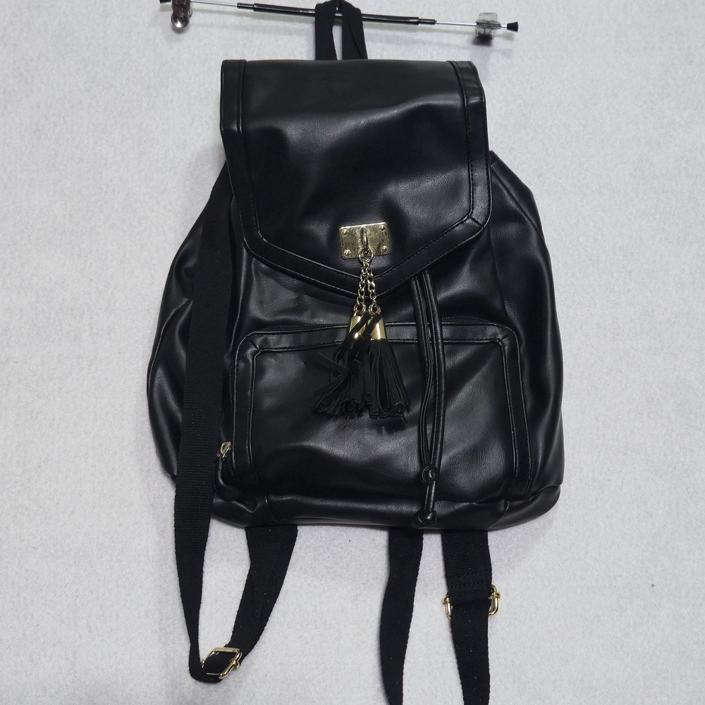 Arizona Jean Co Backpack Womens OS Black Faux Leather Tassel Drawstring